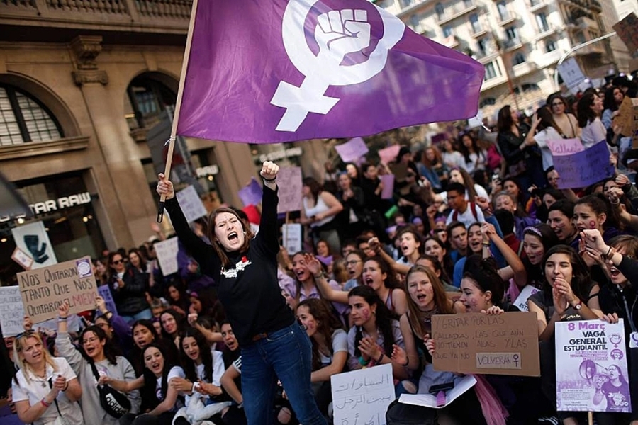 Manifestação das mulheres no Ato do Dia Internacional das Mulheres, dia 8 de março.