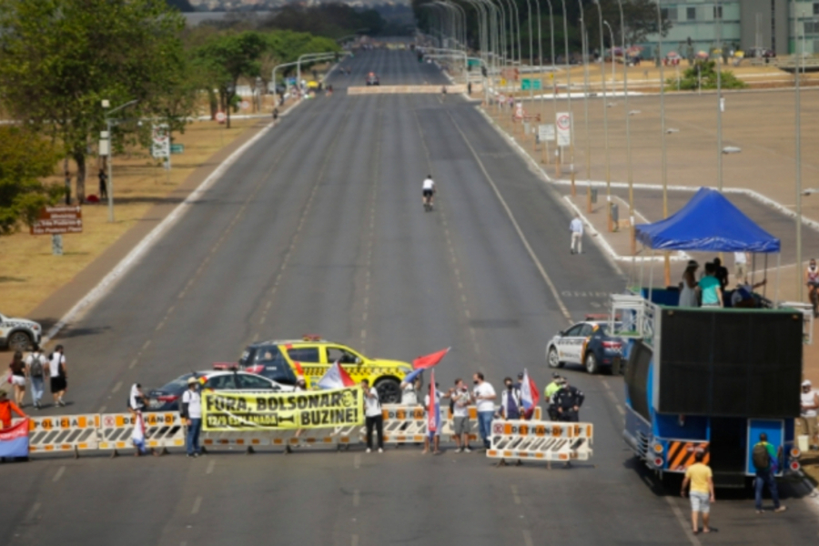 Foto da manifestação do MBL, em Brasília, dia 12 de setembro, quase sem ninguém
