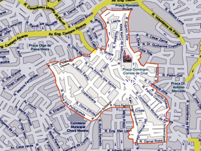 Foto aérea do mapa em que delineia onde está Santa Teresinha