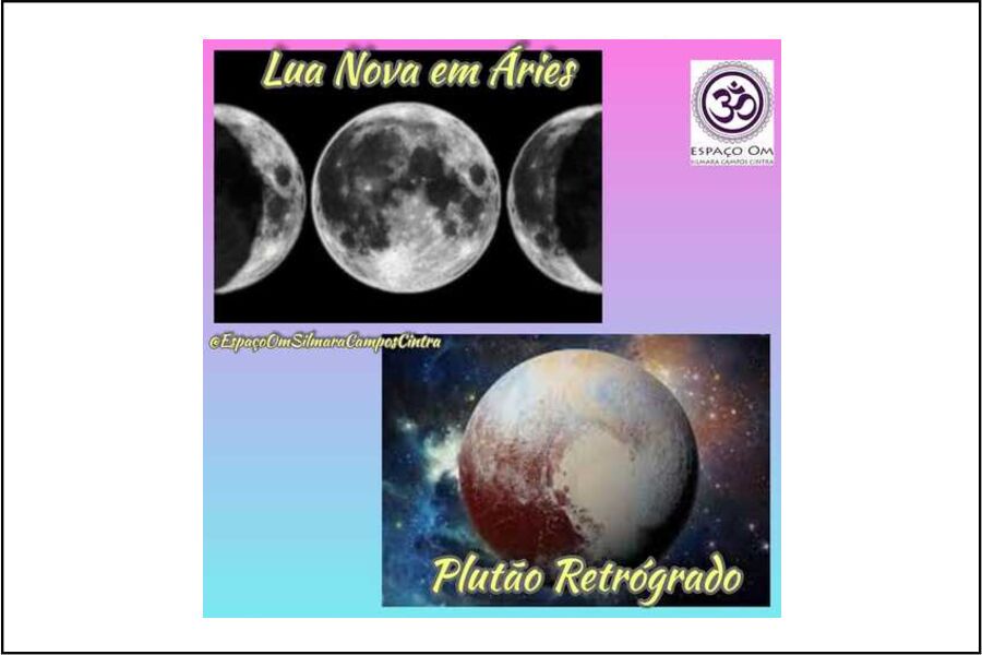 Montagem das ilustrações da Lua minguante e de Plutão